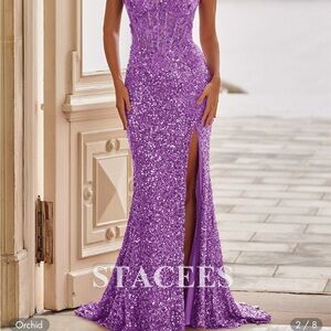 Purple Sequin Evening Gown